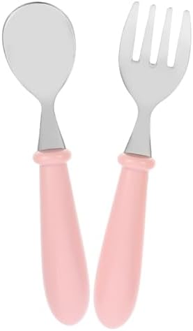 KICHOUSE 1 Set Stainless Steel Spoon Fork Utensil Kit for Baby