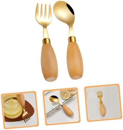 Luxshiny 4-Piece Curved Spoon Fork Set for Babies