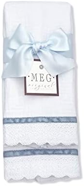 MEG Original Baby Burp Cloth Set - Blue Stripe on Cotton 1