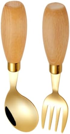 Luxshiny 4-Piece Curved Spoon Fork Set for Babies