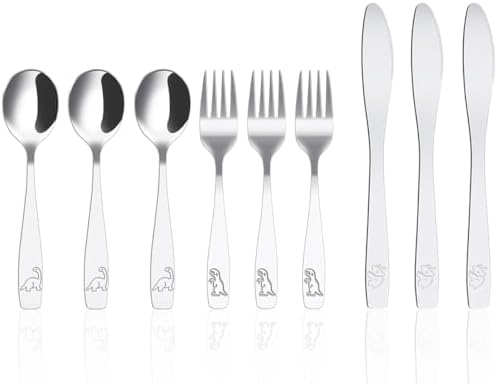ZFLYCANP Toddler Cutlery Set 410 Stainless Steel 9Pcs Safe Ergonomic