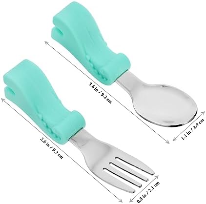 MERRYHAPY Stainless Steel Spoon and Fork Set for Baby Self Feeding