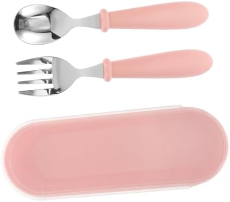 Unomor Kids Flatware Set Plastic Handle Stainless Steel Utensils Spoons Forks