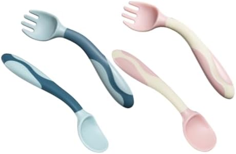SECFOU 2 Sets Soft Spoons and Forks for Self Feeding