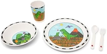 Dinosaur Bamboo Dish Set 5 Piece Kids Tableware