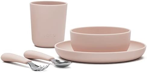 Lalo Big Bites Kids Dinnerware Set - 5 Pieces Dishwasher Safe BPA Free Grapefruit