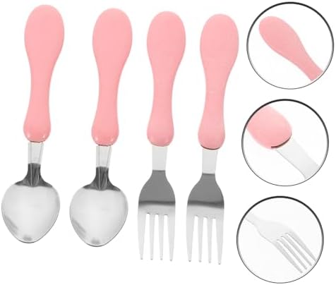 4pcs Cartoon Fork and Spoon Set for Baby Feeding