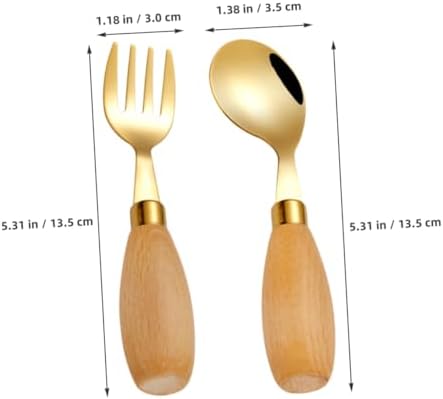 Luxshiny 4-Piece Curved Spoon Fork Set for Babies