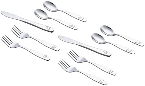 ANNOVA Kids Flatware Set - 10 Piece Dino Themed Stainless Steel