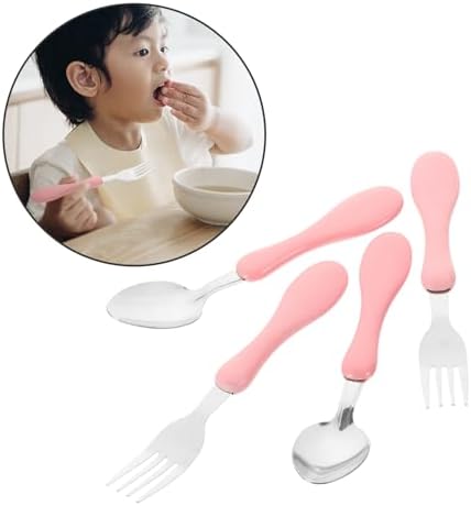 4pcs Cartoon Forks Spoons with Silicone Handles