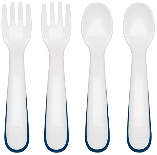 OXO Tot Plastic Fork Spoon Set - Navy 4 Piece