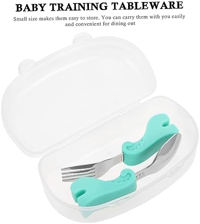 MERRYHAPY Stainless Steel Spoon and Fork Set for Baby Self Feeding