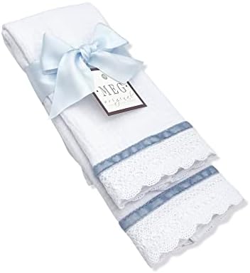 MEG Original Baby Burp Cloth Set - Blue Stripe on Cotton 1