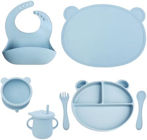 OPIUTA Silicone Baby Led Weaning Set - 7 Piece Blue
