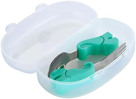 Hohopeti 1 Set Stainless Steel Spoon and Fork with Soft Silicone Handles