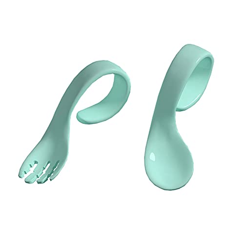 AkoMatial Toddler Utensils Set BPA Free Portable Bluegreen