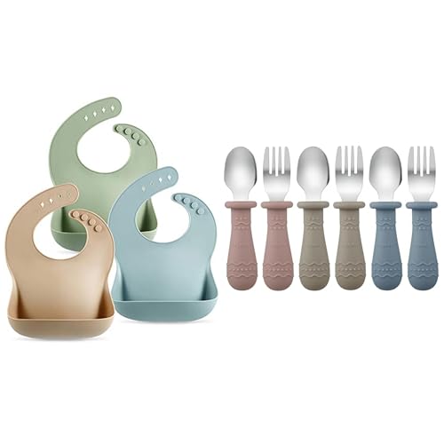 PandaEar Reusable Feeding Bibs Utensils Set 1