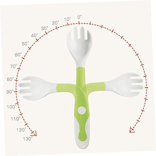 Toyvian 4 Pcs Bending Fork and Spoon Set for Baby Mealtime