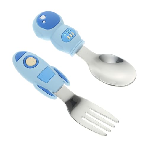MERRYHAPY 2pcs Silicone Handle Training Utensils Set 1
