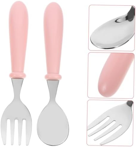 NAMOARLY Baby Self Feeding Spoon and Fork Set with Case