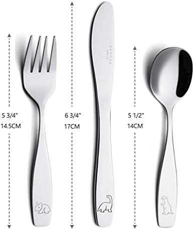 ANNOVA Kids Flatware Set - 10 Piece Dino Themed Stainless Steel