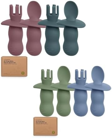 Keababies 4-Pack Silicone Baby Spoon and Fork Set