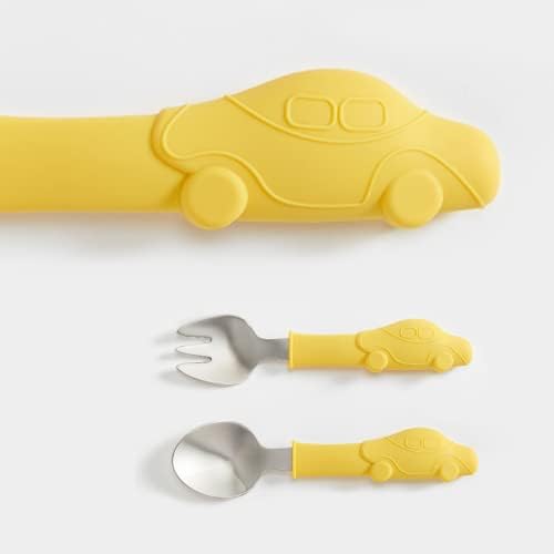 Kids Utensils with Car Design Fork and Spoon Set 1