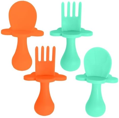 Grabease Baby Spoons Forks 2 Sets BPA-Free Mint Orange