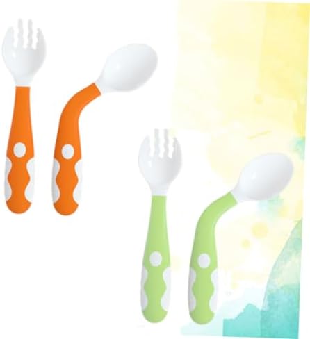 4 Pcs Bending Fork and Spoon Set for Mealtime Safety