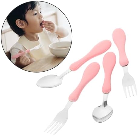 VOSAREA 4pc Baby Silicone Handle Flatware Set