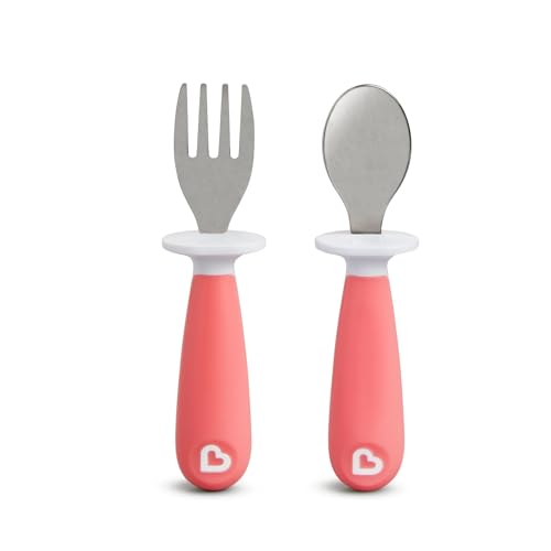 Munchkin Raise Toddler Fork Spoon Set Bright Pink 2 Pack 1