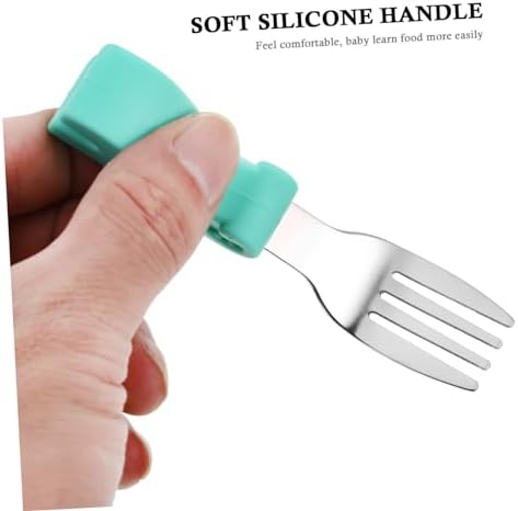 GARVALON Dinosaur Fork Spoon Set with Silicone Handle