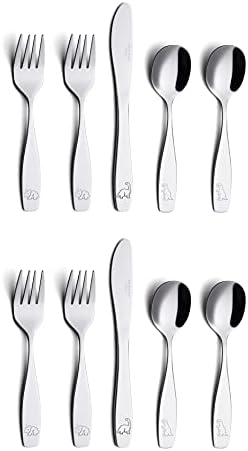 ANNOVA Kids Flatware Set - 10 Piece Dino Themed Stainless Steel