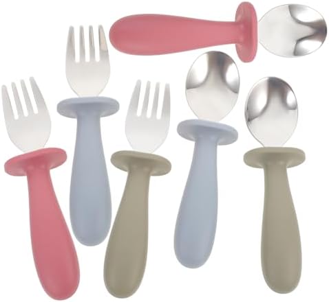 KICHOUSE 6Pcs Flatware Set with Handles for Baby Feeding 1