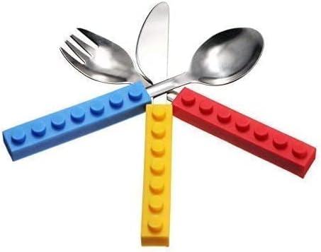 Toddler Cutlery Set with Interlocking Blocks - 3 Pieces BPA Free