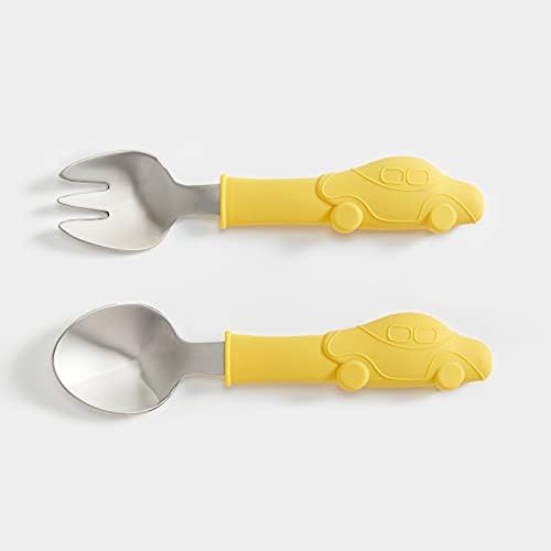 Kids Utensils with Car Design Fork and Spoon Set 1