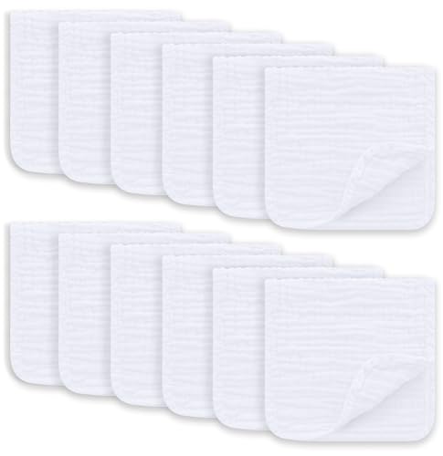 Ease Cubs Muslin Burp Cloths 12-Pack 20x10