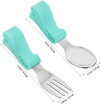 GARVALON Dinosaur Fork Spoon Set with Silicone Handle