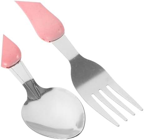 4pcs Cartoon Forks Spoons with Silicone Handles