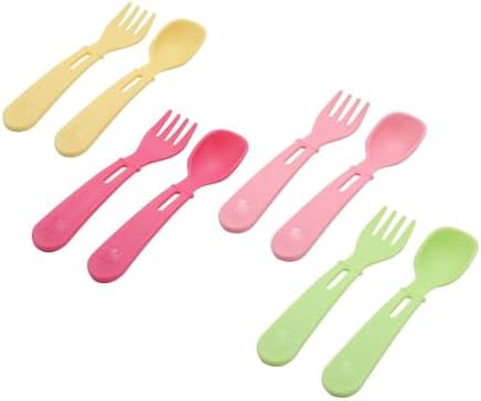 Toddler Feeding Spoon Fork Set 4 Pieces 8 Utensils BPA Free