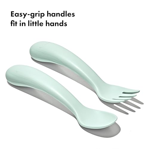 OXO Tot Plastic Fork and Spoon Set Opal and Blossom