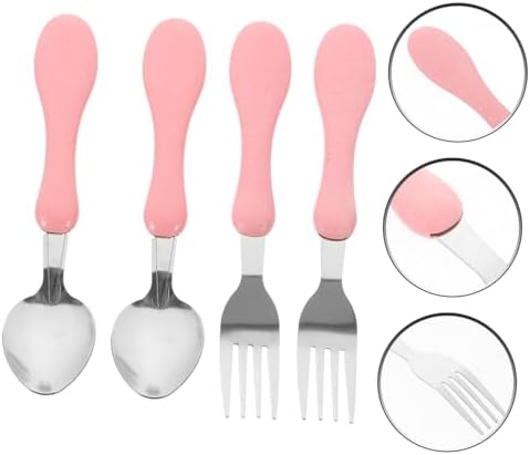 VOSAREA 4pc Baby Silicone Handle Flatware Set