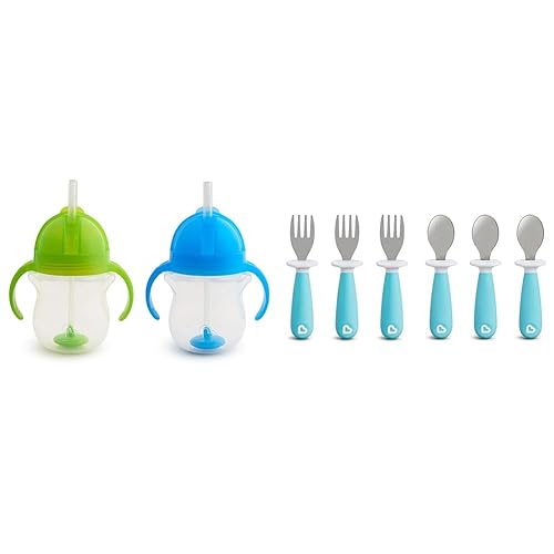 Munchkin Any Angle Weighted Straw Cup Set 2 Count BlueGreen