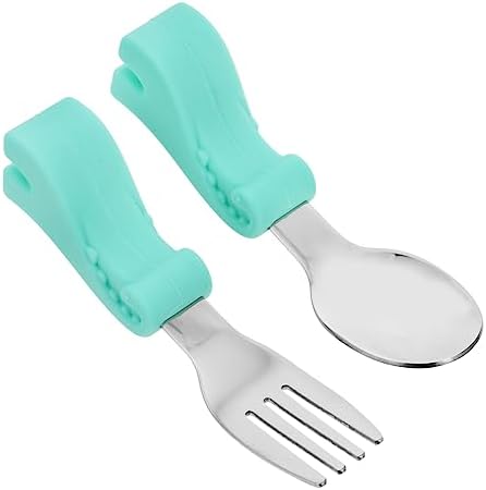 MERRYHAPY Stainless Steel Spoon and Fork Set for Baby Self Feeding