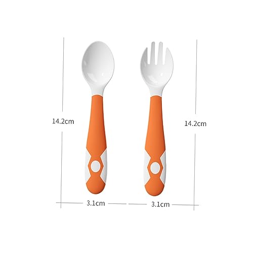 Hohopeti 1 Set Soft Orange Spoon Fork Cutlery for Babies