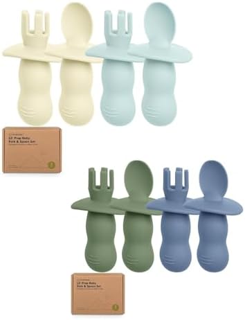 KeaBabies 4-Pack Silicone Baby Spoons Forks Set - BLW Safe Feeding Tools