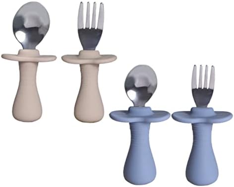 LALADEFIEE 2-Piece Cutlery Set with Silicone Handles and Dark Flatware