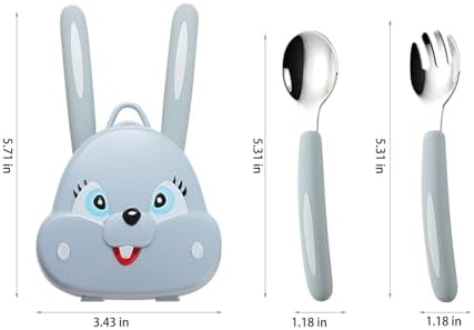 AHOTA Bunny Metal Toddler Utensils Set 2pcs 12 Months