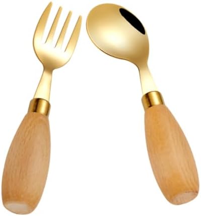 Unomor 4-Piece Curved Spoon Fork Set for Kids