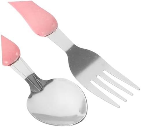 4PCS Baby Stainless Steel Fork Spoon Set with Silicone Handles